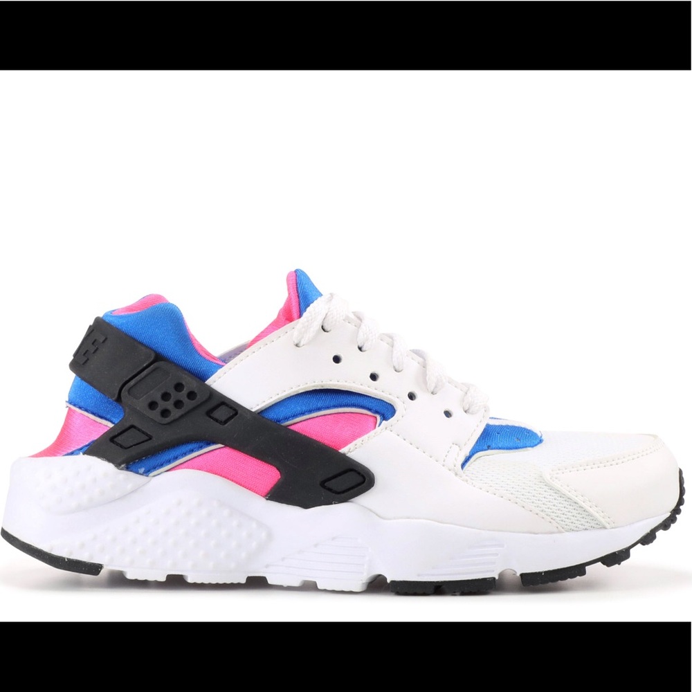 Pink blue and white nike huaraches